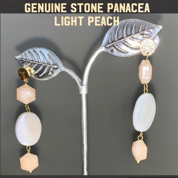 Panacea Jewelry - PANACEA QUARTZ DROP EARRINGS LIGHT PEACH G. STONE